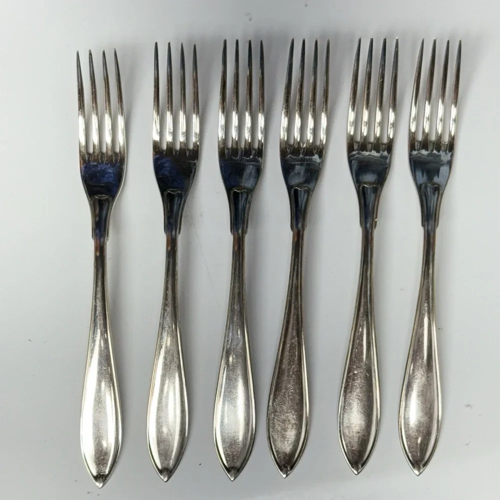 Set Of 6 Swedish SV Prima NY Silver Silverplate Cocktail Forks  4.5